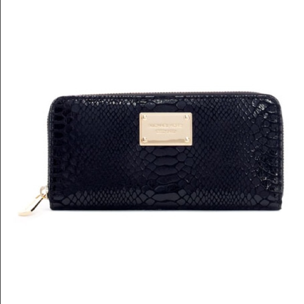 Michael Kors Black Python Zipper wallet